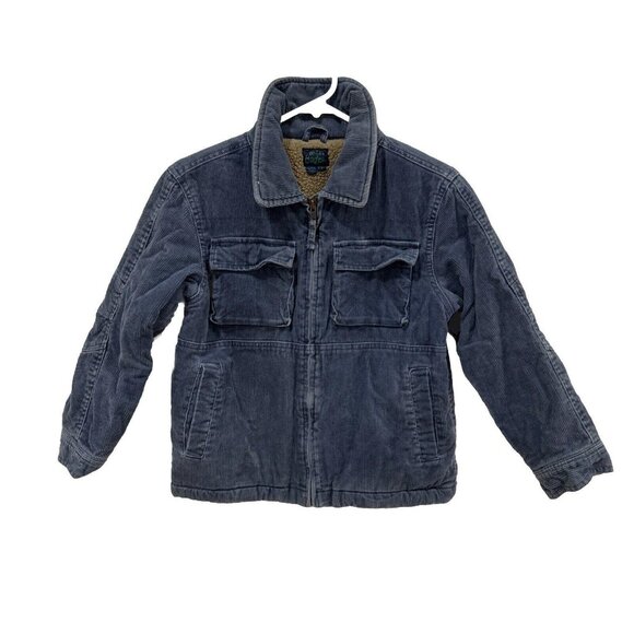 Mini Boden Corduroy Jacket Sherpa Lined 7-8 Years Blue Full Zip Up - Picture 1 of 7